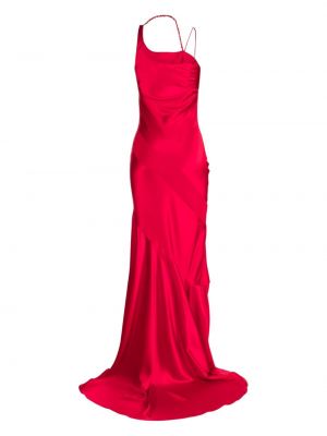 Jedwabna sukienka długa bez rękawów Alejandra Alonso Rojas czerwona