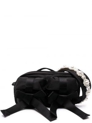 Shopper kabelka s mašlí s perlami Simone Rocha černá