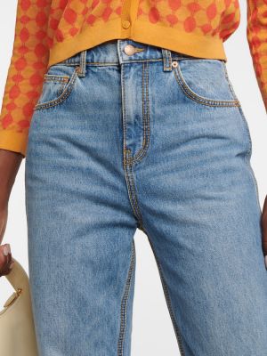 Straight fit džíny s vysokým pasem Tory Burch modré