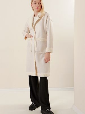 Δερμάτινο παλτό Bigdart λευκό
