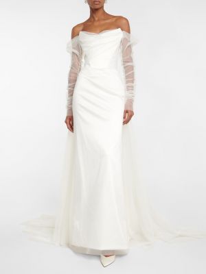 Атласное платье из тюля Vivienne Westwood белое