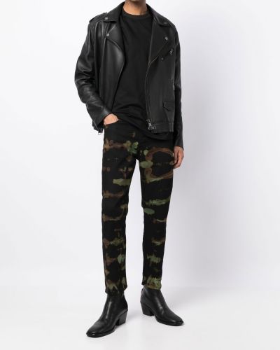 Pantalon droit à imprimé à motifs abstraits Stain Shade noir