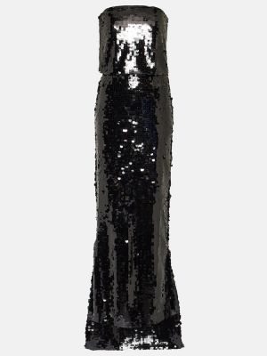 Dolga obleka s cekini Emilia Wickstead črna