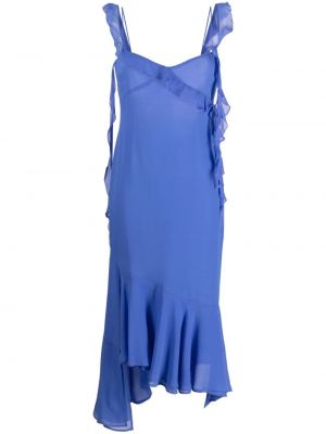 Robe de soirée à volants asymétrique The Andamane bleu