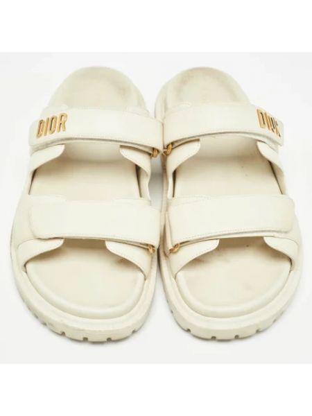 Sandalias de cuero retro Dior Vintage beige