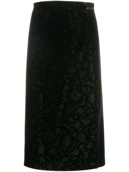 Falda de tubo ajustada de flores de tejido jacquard Valentino Pre-owned negro