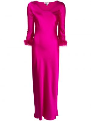 Μεταξωτή μάξι φόρεμα με μαργαριτάρια Gilda & Pearl ροζ