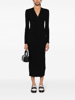 Pletené midi šaty s výstřihem do v Karl Lagerfeld černé