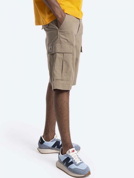 Pamučne kožne kratke hlače kargo Carhartt Wip smeđa