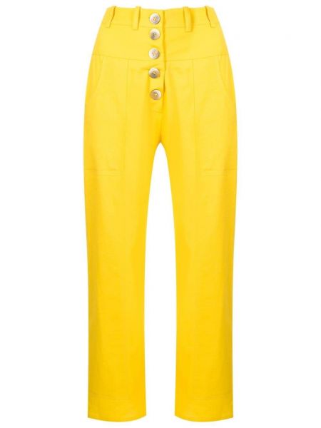 Kalhoty s knoflíky Olympiah žluté