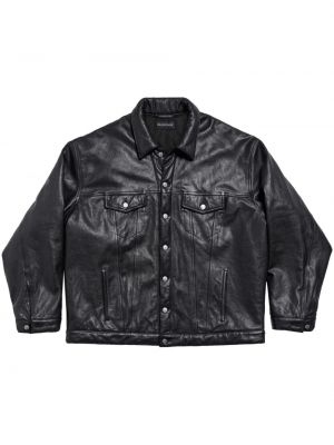 Oversize ādas jaka Balenciaga melns
