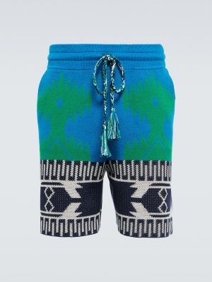 Pantalones cortos de algodón de tejido jacquard Alanui azul