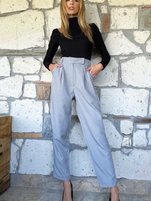 Spodnie w paski z kieszeniami plisowane Trend Alaçatı Stili