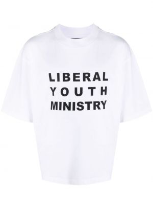 Памучна тениска с принт Liberal Youth Ministry бяло
