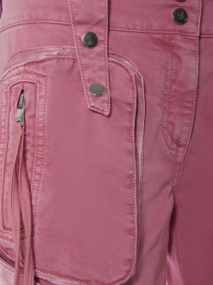 Βαμβακερό παντελόνι cargo Blumarine ροζ
