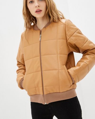 Утепленная кожаная куртка Tantino, коричневая