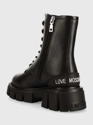 Kožené kotníkové boty na platformě Love Moschino černé