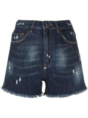 Kratke traper hlače s izlizanim efektom Philipp Plein plava