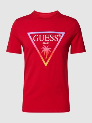 Koszulka z nadrukiem Guess czerwona
