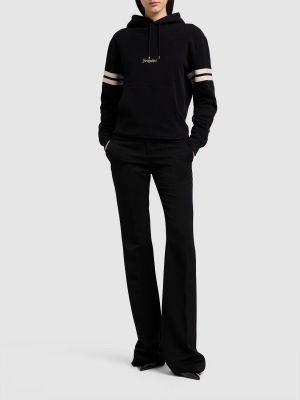Chemise brodée en coton à capuche Saint Laurent noir