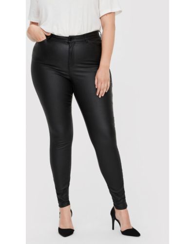 Vero Moda Curve Műbőr nadrág Lora 10237247 Fekete Slim Fit