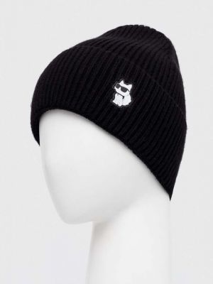 Утепленная кашемировая шапка Karl Lagerfeld черная