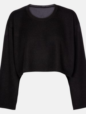 Кашмирен копринен пуловер Alaã¯a черно
