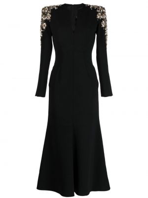 Midi obleka s kristali Jenny Packham črna