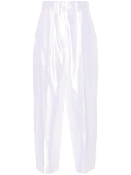 Pantaloni din satin Giorgio Armani alb