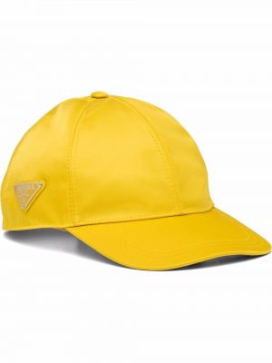 Найлонова шапка с козирки Prada жълто