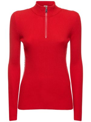 Pull en laine en tricot Moncler rouge