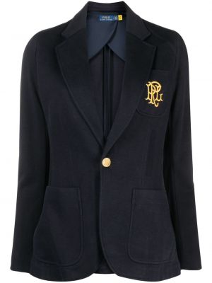 Bavlněné sako s výšivkou Polo Ralph Lauren modré