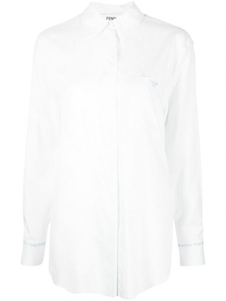 Haftowana koszula w paski Fendi biała