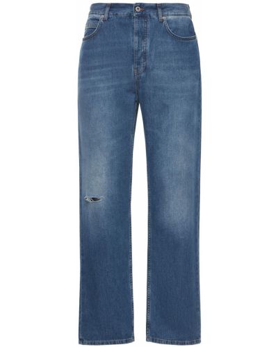 Proste jeansy bawełniane Loewe niebieskie
