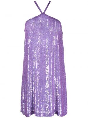 Sukienka z dekoltem typu halter z cekinami Parosh fioletowa
