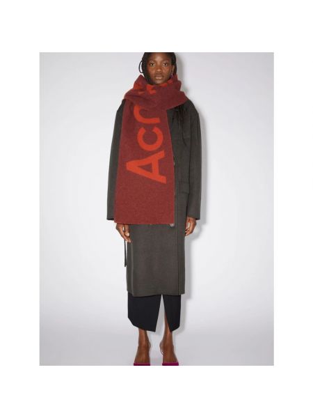 Bufanda de lana de tejido jacquard Acne Studios rojo