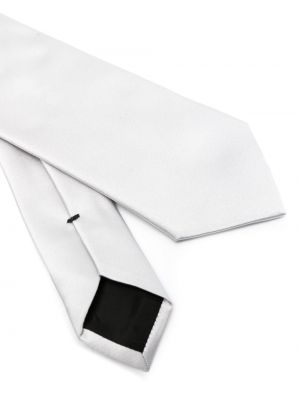 Jedwabny satynowy krawat Brioni srebrny