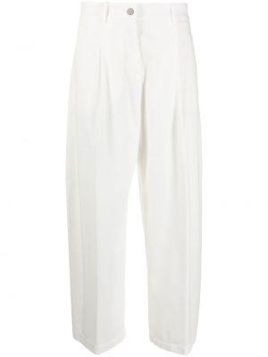 Rovné kalhoty s přezkou Fabiana Filippi bílé