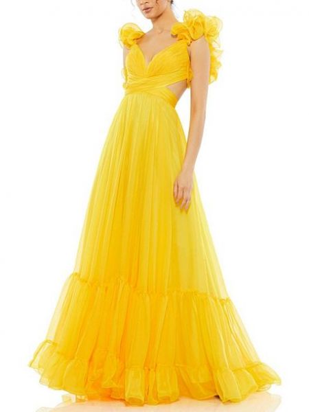 Шифоновое платье с рюшами Mac Duggal желтое