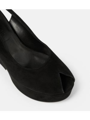 Sandali iz semiša s platformo Clergerie črna
