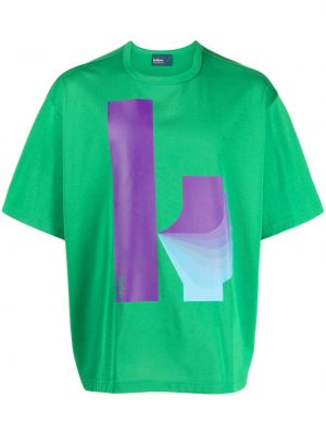 Bombažna majica s potiskom Kolor zelena