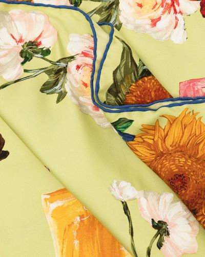 Jedwabna szal w kwiatki z nadrukiem Gucci Pre-owned zielona
