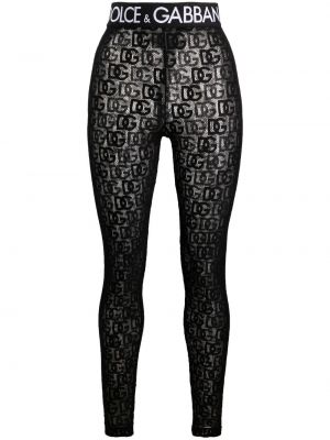 Przezroczyste legginsy z nadrukiem Dolce And Gabbana czarne