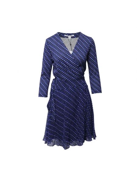 Jedwabna kopertowa sukienka Diane Von Furstenberg niebieska
