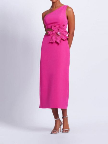 Sukienka midi w kwiatki Patbo różowa