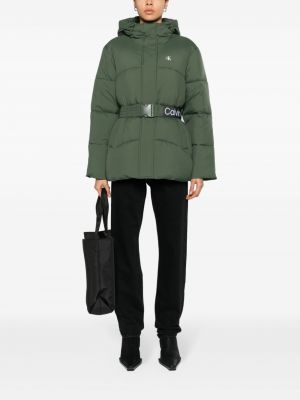Džínová bunda s kapucí Calvin Klein Jeans zelená
