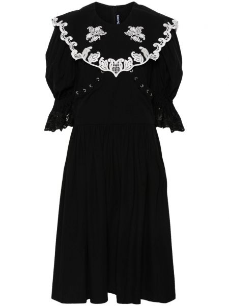 Kvetinové bavlnené šaty s výšivkou Chopova Lowena čierna
