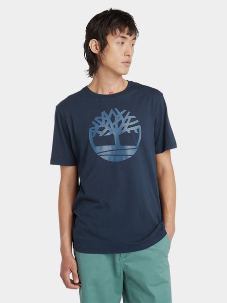 Хлопковая футболка Timberland синяя