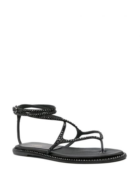 Křišťálové sandály bez podpatku Le Silla černé