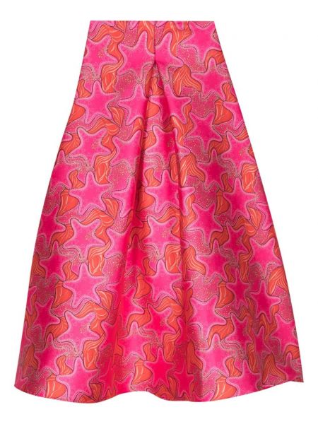 Długa spódnica z nadrukiem w gwiazdy Alessandro Enriquez różowa